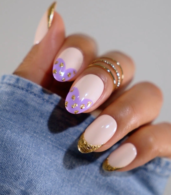 Gold Multi-Color Foil Flakes Nail Design thumbnail 2