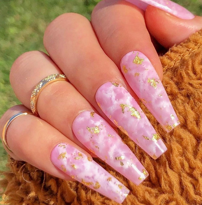 Gold Multi-Color Foil Flakes Nail Design thumbnail 3