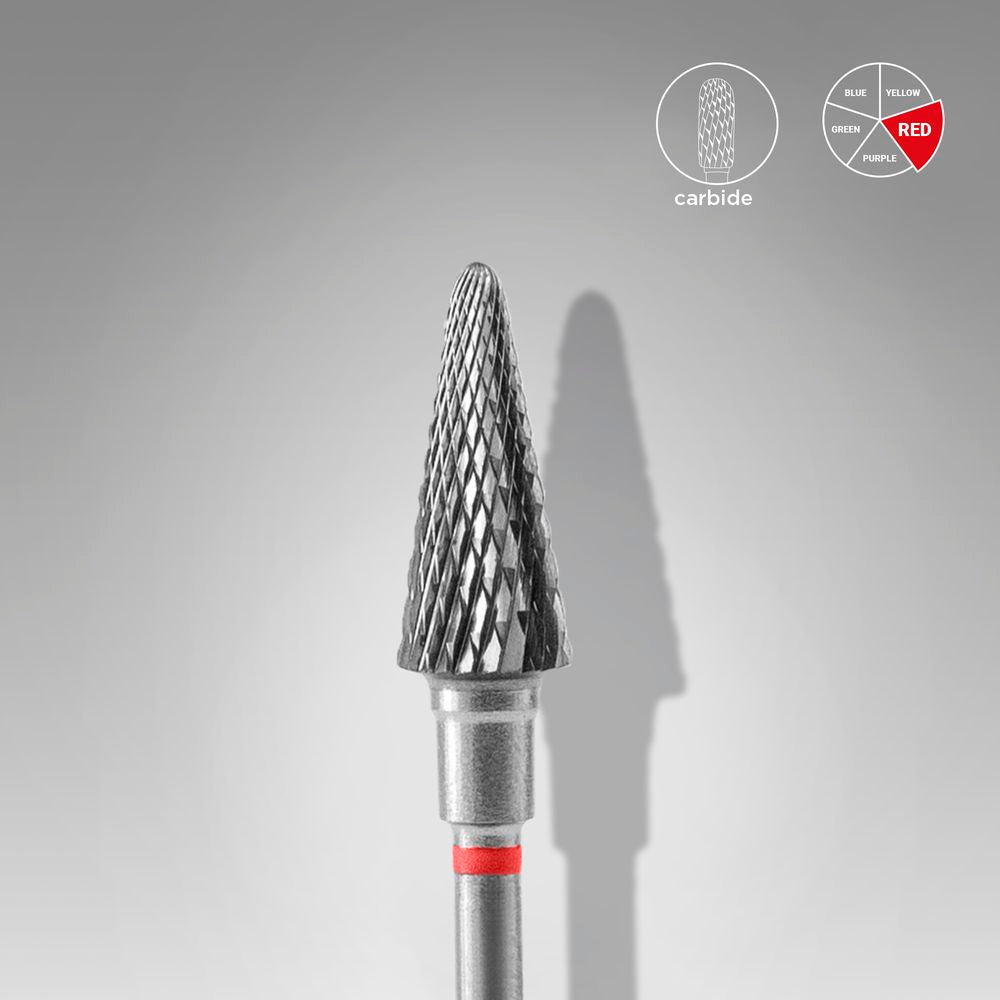 Carbide nail drill bit cone red  EXPERT head diameter 6 mm / working part 14 mm