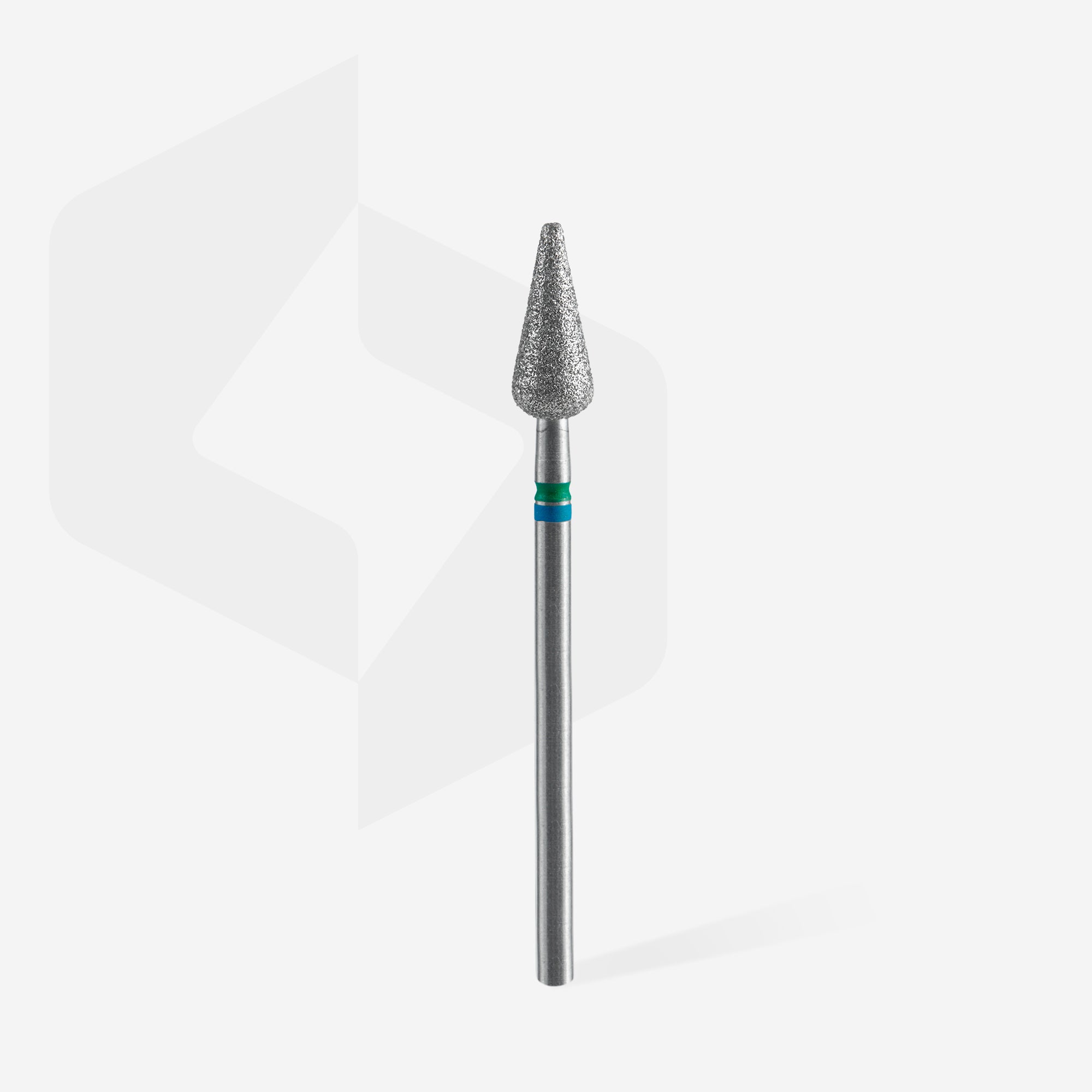 Diamond nail drill bit DUO pointed pear blue-green EXPERT head diameter 5 mm / working part 12 mm thumbnail 2