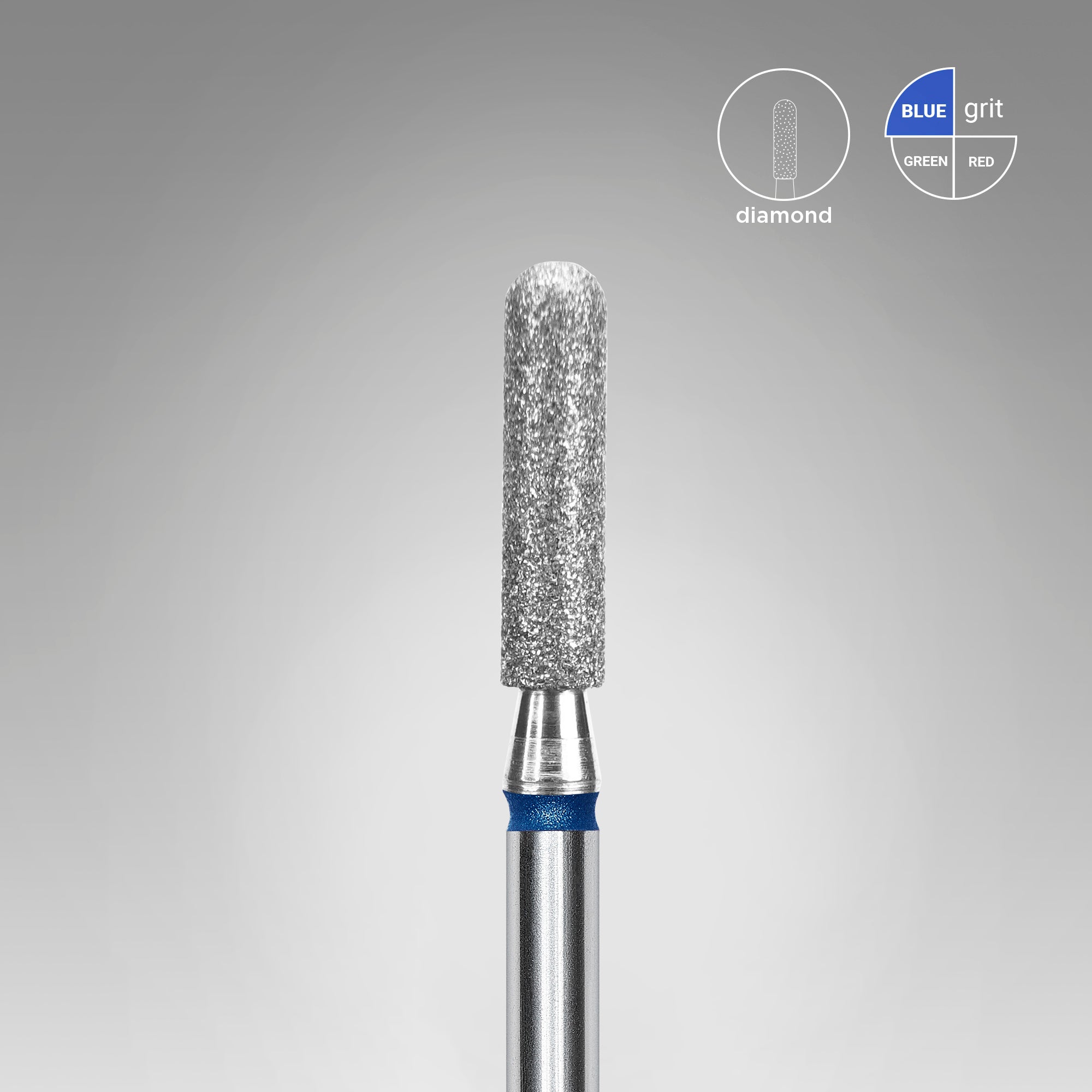 Diamond nail drill bit rounded cylinder blue EXPERT head diameter 2,5 mm / working part 10 mm